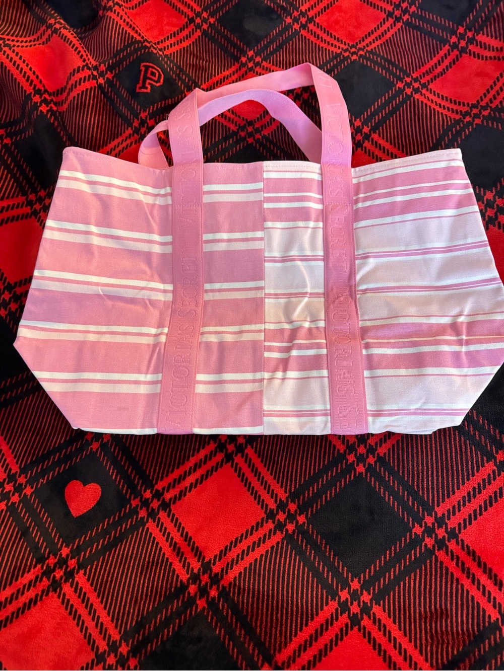 Victoria's Secret Pink and White Striped Tote